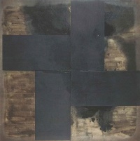 Pedro Cabrita Reis, s/título, 1987. Técnica mista sobre madeira, 240 x 240 cm. (4 elementos de 120 x 120 cm cada). Col. Fundação Luso-Americana para o Desenvolvimiento. Laura Castro Caldas e Paulo Cintra. Pedro Cabrita Reis, s/título, 1987. Técnica mista sobre madeira, 240 x 240 cm. (4 elementos de 120 x 120 cm cada). Col. Fundação Luso-Americana para o Desenvolvimiento. Laura Castro Caldas e Paulo Cintra.